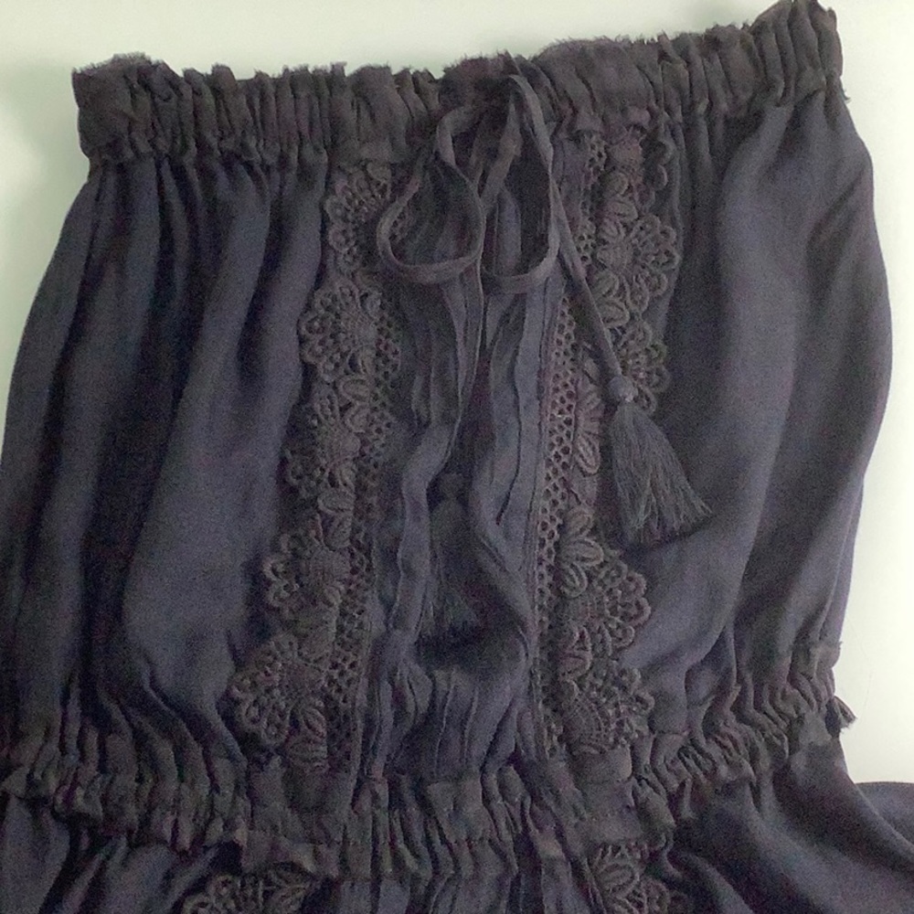 Anthropologie lace front strapless midi dress cotton like size Small EUC - Picture 10 of 14